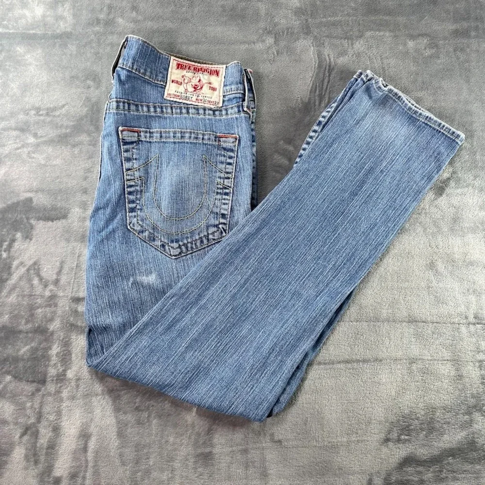 Vintage True Religion Mens 34x33 Bobby Relaxed Fit Straight Leg USA Made Jeans